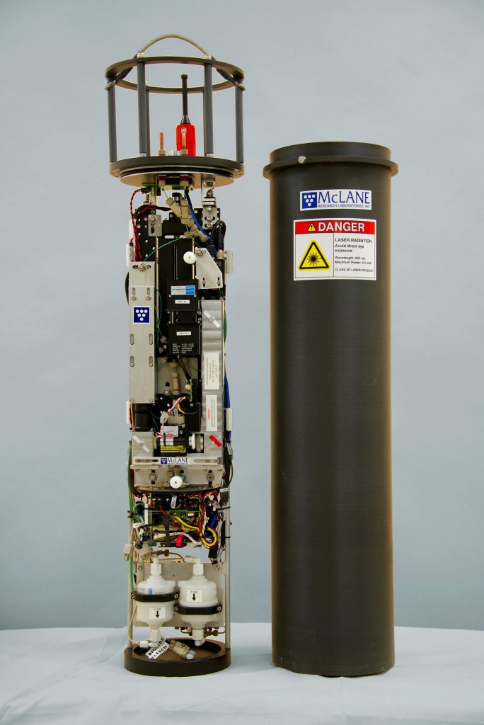 A cylindrical tube with electronic components mounted to it.