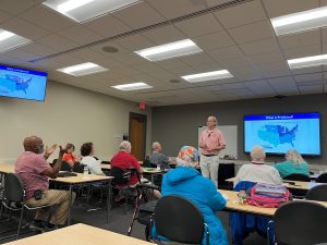 Dr. Steve Burian speaks to an OLLI World of Water class at The University of Alabama’s Bryant Conference Center.