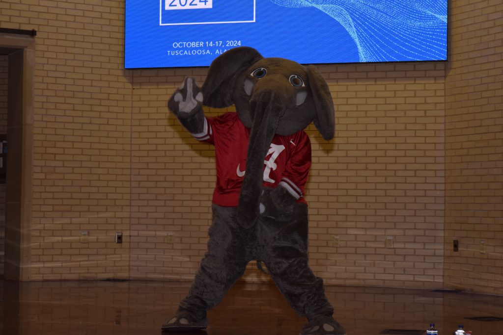 Big Al visits the Research Exchange Event at the Tuscaloosa River Market